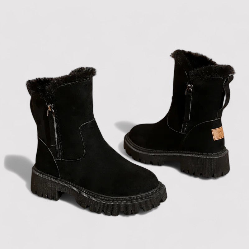 Women's Ankle-Length Zip Boots with Textile Lining