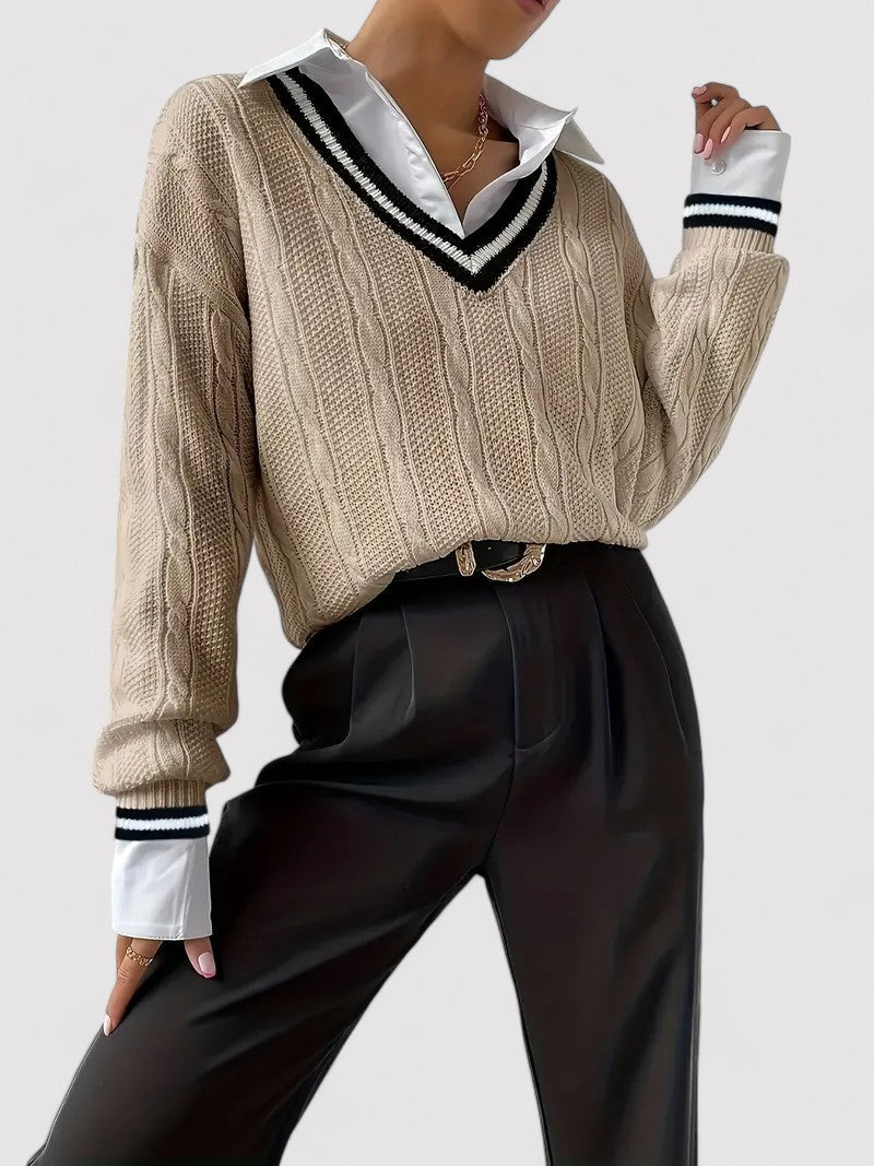 Women’s V-Neck Cable Knit Sweater