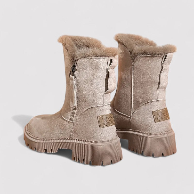 Women's Ankle-Length Zip Boots with Textile Lining