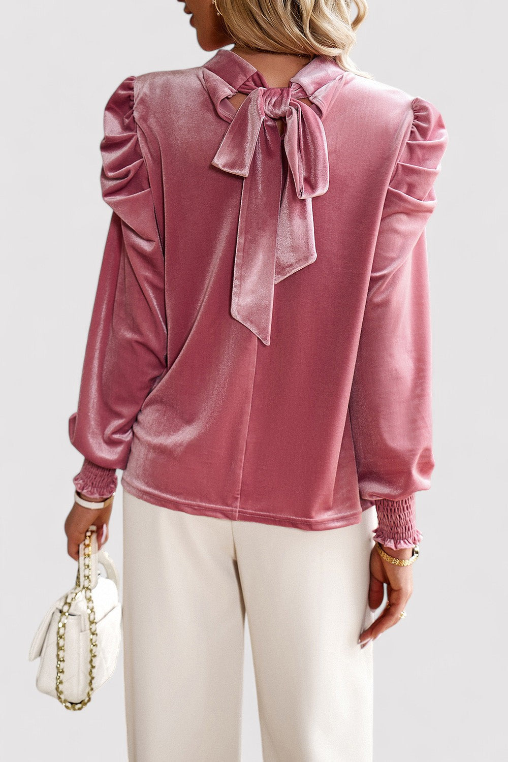 Women’s Long Sleeve Blouse with Gathered Shoulders