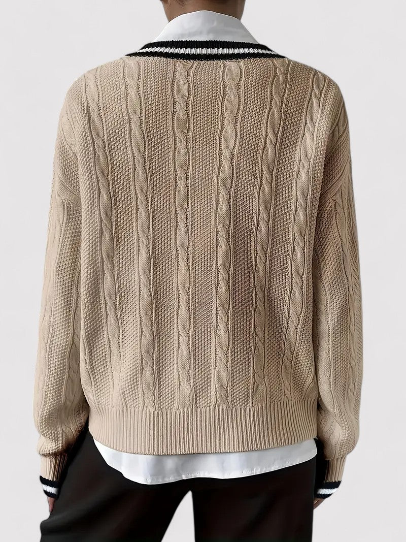 Women’s V-Neck Cable Knit Sweater