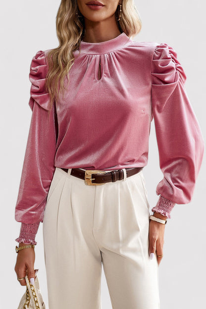Women’s Long Sleeve Blouse with Gathered Shoulders
