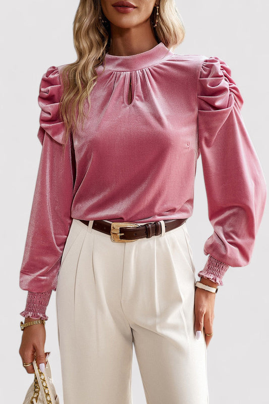 Women’s Long Sleeve Blouse with Gathered Shoulders
