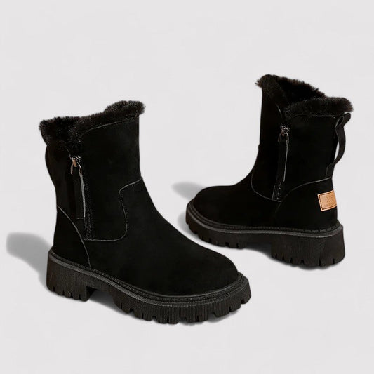 Women's Ankle-Length Zip Boots with Textile Lining