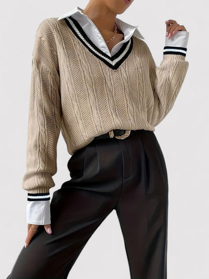 Women’s V-Neck Cable Knit Sweater