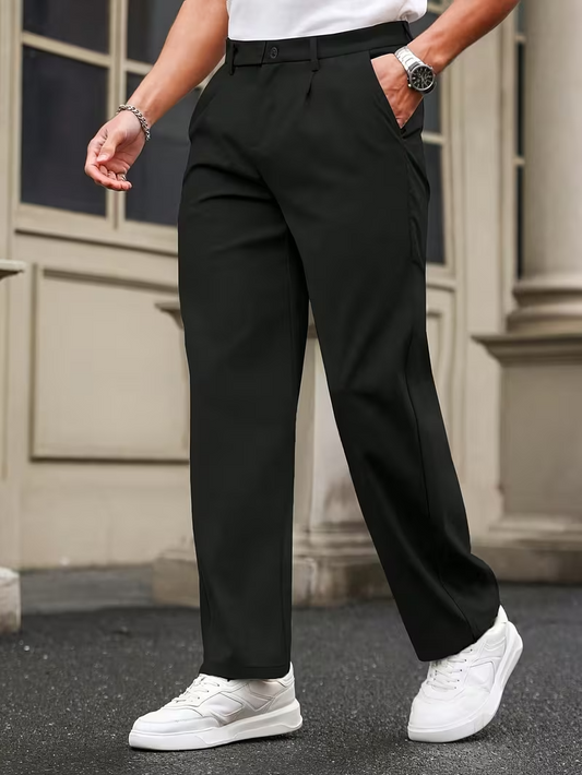 Men’s Pleated Straight-Leg Trousers