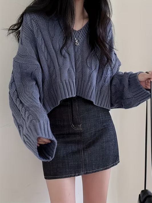 Women’s V-Neck Cable Knit Sweater